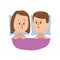 Upset girl and puzzled boy lying in bad facig sexul problem. Isolated flat illustration on a white backgroud. Cartoon