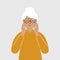 Upset grandmother cries and holds his head with his hands. The concept of resentment, pain and depression.