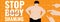 Upset guy suffering from attacks aimed at his body. Stop body shaming horizontal banner template