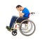 Upset and handicapped man sitting on a wheelchair