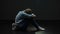 Upset little girl with teddy bear crying in dark abandoned room, loneliness