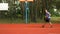 Upset male tennis player losing match on hardcourt