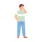 Upset man feeling disappointment or failure, flat vector illustration isolated.