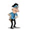 Upset police officer standing