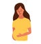 Upset and sad pregnant woman touching her belly. Bad news about your baby s health. Fear, anxiety and depression. 3rd trimester of