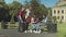 Upset to tears student sitting on bench in park