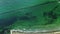 Upside down aerial of green colored sea and coastline