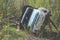 Upside-down Soviet truck. Abandoned car in Pripyat. Radiation Infected Technique