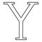 Upsilon greek symbol capital letter uppercase font icon outline black color vector illustration flat style image
