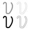 Upsilon greek symbol small letter lowercase font icon outline set black grey color vector illustration flat style image