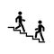 Upstairs-downstairs icon sign. Walk man in the stairs. Career symbol.