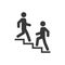 Upstairs-downstairs icon sign. Walk man in the stairs. Career symbol.