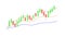 Uptrend bullish candlestick finance chart, stock market, crypto trading graph red and green with volume indicator. 3d render
