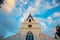 Upward, aesthetically pleasing view of Dutch Reformed church in Stellenbosch.