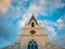 Upward, aesthetically pleasing view of Dutch Reformed church in Stellenbosch.