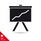 Upward graph on whiteboard vector glyph icon. Success concept