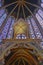 Upward view Beautiful stained glass windows Sainte-Chapelle Paris France