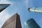 Upward view of modern skyscrapers near Potsdamer Platz in Berlin