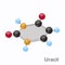 Uracil HexNut, U. Pyrimidine nucleobase molecule. Present in DNA. 3D vector illustration on white background