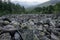 The Ural mountains. Mountain landscape. Stones in the foreground. landscape