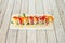 uramaki sushi roll mixed with red tuna and Norwegian salmon, recipe avocados, surimi, masago roe