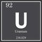 Uranium chemical element, dark square symbol