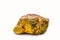 Uranium, radioactive ore on isolated white background