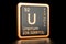 Uranium U chemical element. 3D rendering