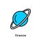 Uranus planet color icon thin line, linear, outline vector. Uranus blue planet simple sign