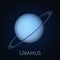 Uranus planet with orbit on black background