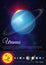 Uranus planet with rings of gas colorful poster