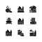 Urban agriculture flat design long shadow glyph icons set