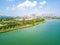 Urban architectural landscape and river bank in Nanning, Guangxi, China