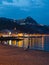 Urban beach in Giardini Naxos town in summer night