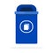 Urban blue bin for paper flat isolated