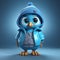 Urban Blue Bird: A Cute Cartoon Character With Edgy Style