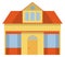 Urban building icon. Cottage facade. House front
