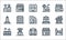 Urban building line icons. linear set. quality vector line set such as cementery, museum, houses, cafe, windmill, obelisk, house,
