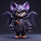 Urban Chic: 3d Cartoon Bat With Long Fur And Purple Wings