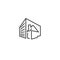 Urban and city element icon - building house in trendy simple line art style