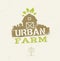 Urban City Farm Organic Eco Concept. Healthy Food Vector Design Element On Craft Paper Background
