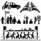 Urban City Life Busy Hectic Traffic Pictograms