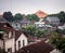 An urban city places of building houses mountain at jogja yogyakarta indonesia