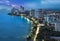 Urban city Skyline, Pattaya bay and beach, Thailand.