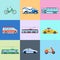 Urban city vehicles icon set