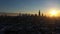 Urban Cityscape of Chicago at Winter Sunrise. Golden Hour. Aerial View. USA