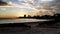 Urban Coastal Silhouette Sunset Scene, Montevideo, Uruguay