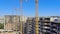 Urban construction site, aerial view