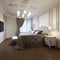 Urban Contemporary Modern Classic Traditional Bedroom Interior Design with beige walls, Elegant furniture and bed linen