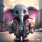 Urban Cool: 3d Cartoon Elephant With Sunglasses